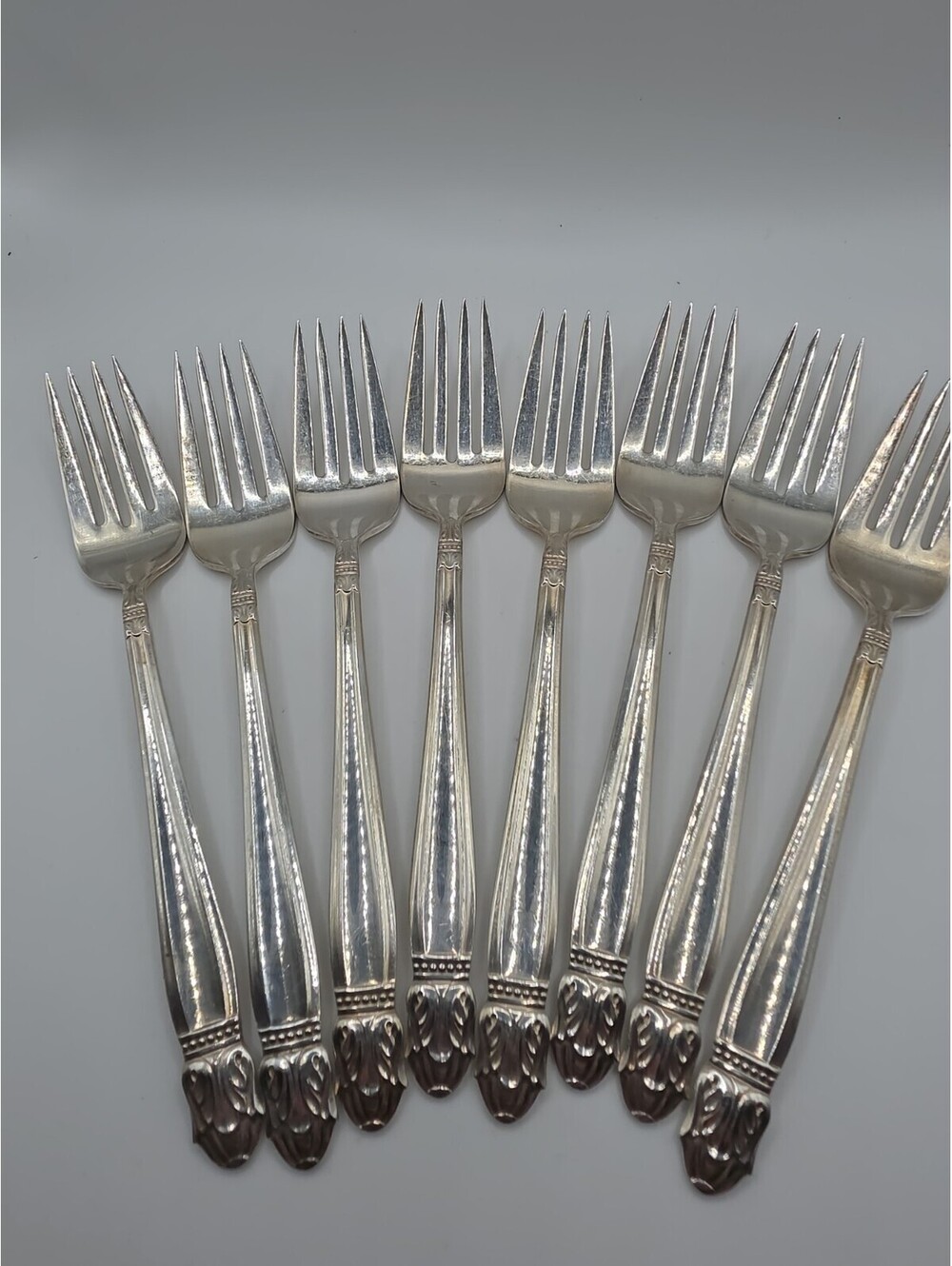 Holmes n Edwards Danish Princess 8 Salad Forks 6.75" Silverplate 1938